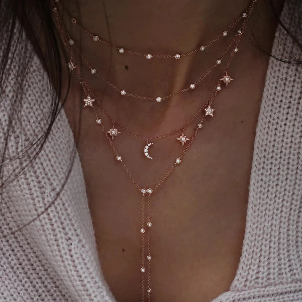 New Moon -  Crystal Geometry Necklace Set