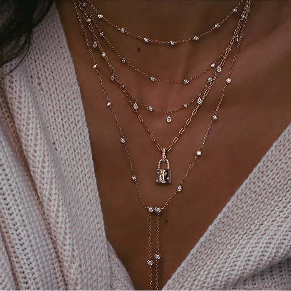 New Moon -  Crystal Geometry Necklace Set