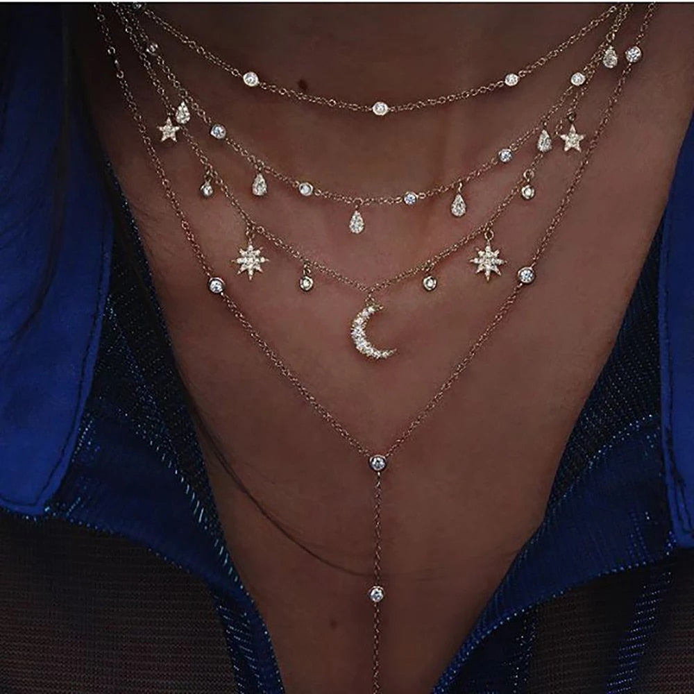 New Moon -  Crystal Geometry Necklace Set