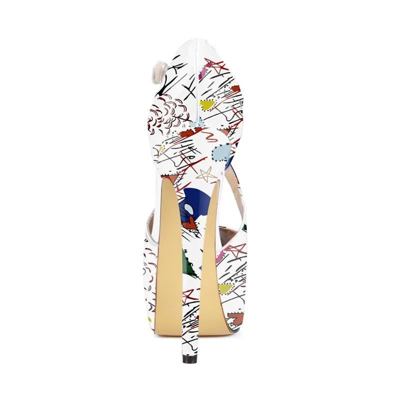 Graffiti - Women's Peep Toe Platform Stiletto Pumps