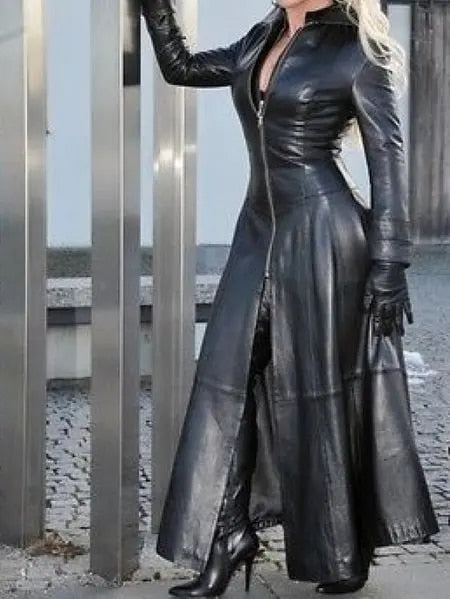 Trinity - PU Leather Trench Coat