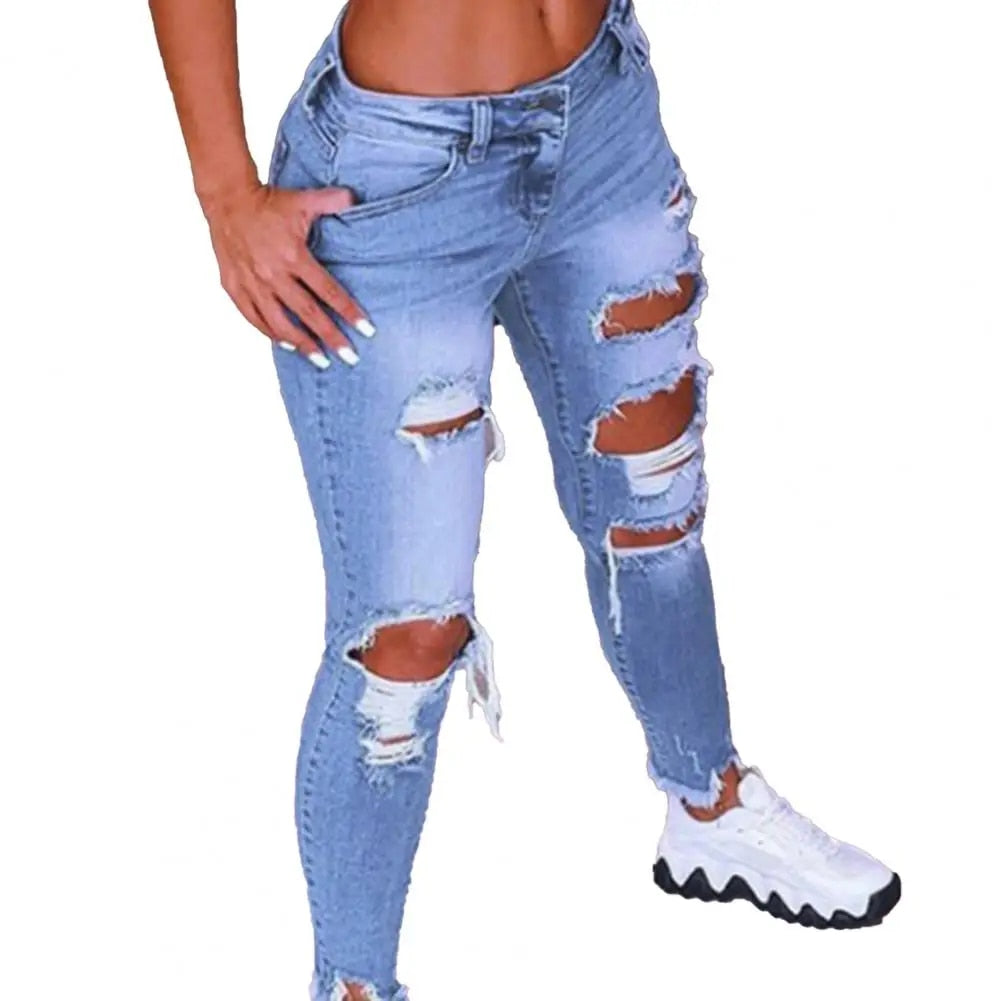 Jasmine - Trendy Women's Distressed Ripped Skinny Jeans