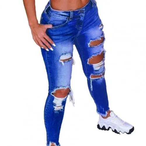 Jasmine - Trendy Women's Distressed Ripped Skinny Jeans