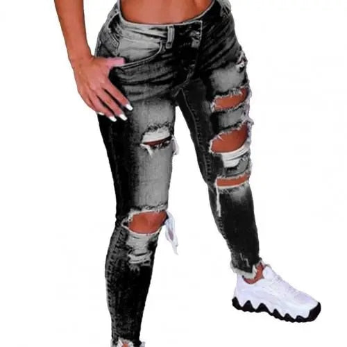 Jasmine - Trendy Women's Distressed Ripped Skinny Jeans