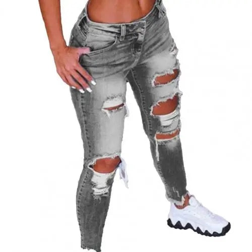 Jasmine - Trendy Women's Distressed Ripped Skinny Jeans