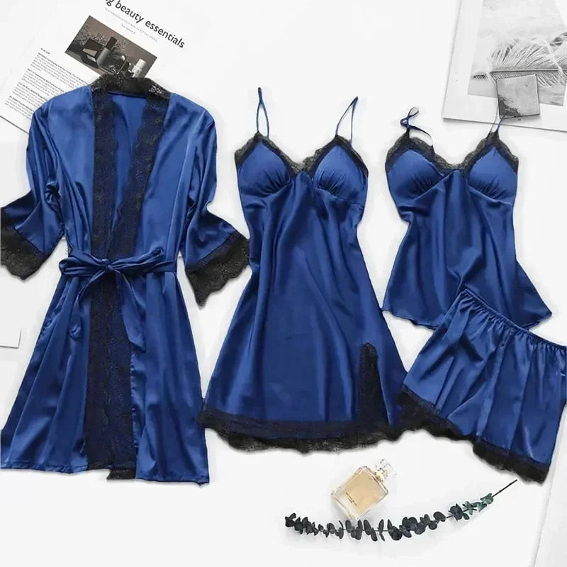 Four-Piece Silk Pajamas Set