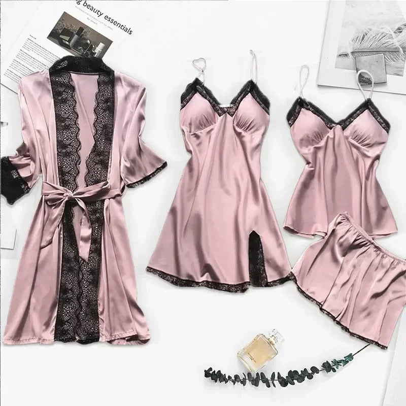 Four-Piece Silk Pajamas Set