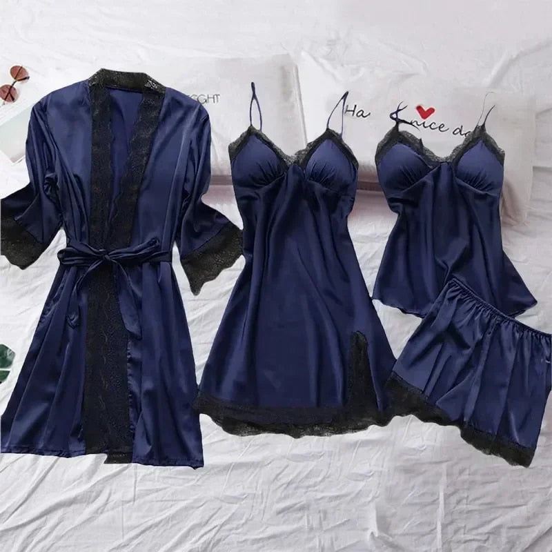 Four-Piece Silk Pajamas Set