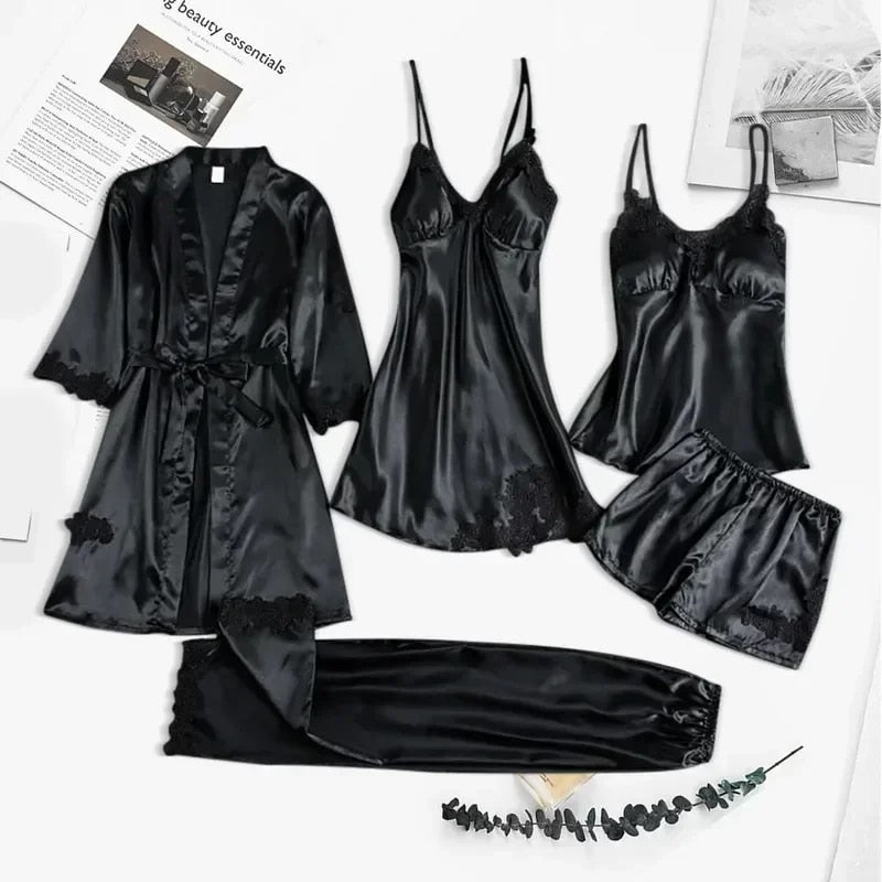 Four-Piece Silk Pajamas Set