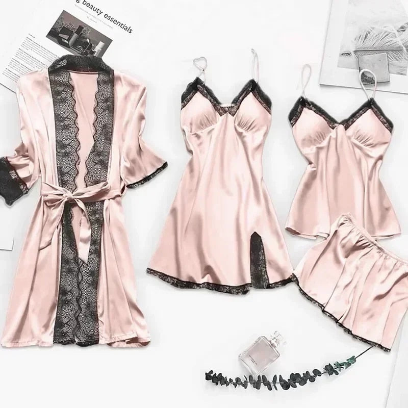 Four-Piece Silk Pajamas Set