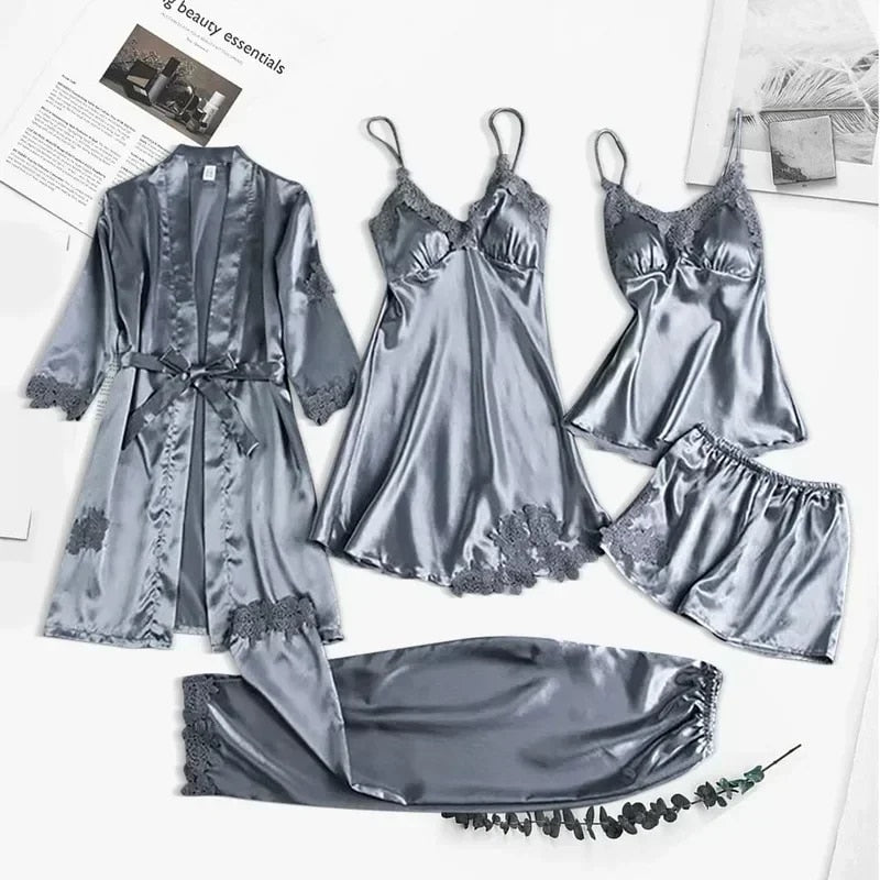 Four-Piece Silk Pajamas Set