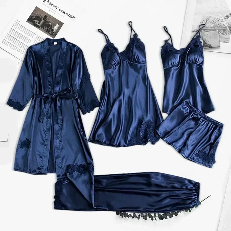 Four-Piece Silk Pajamas Set