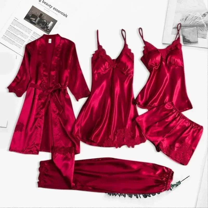 Four-Piece Silk Pajamas Set