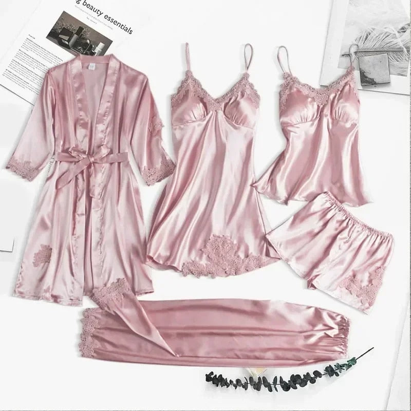 Four-Piece Silk Pajamas Set