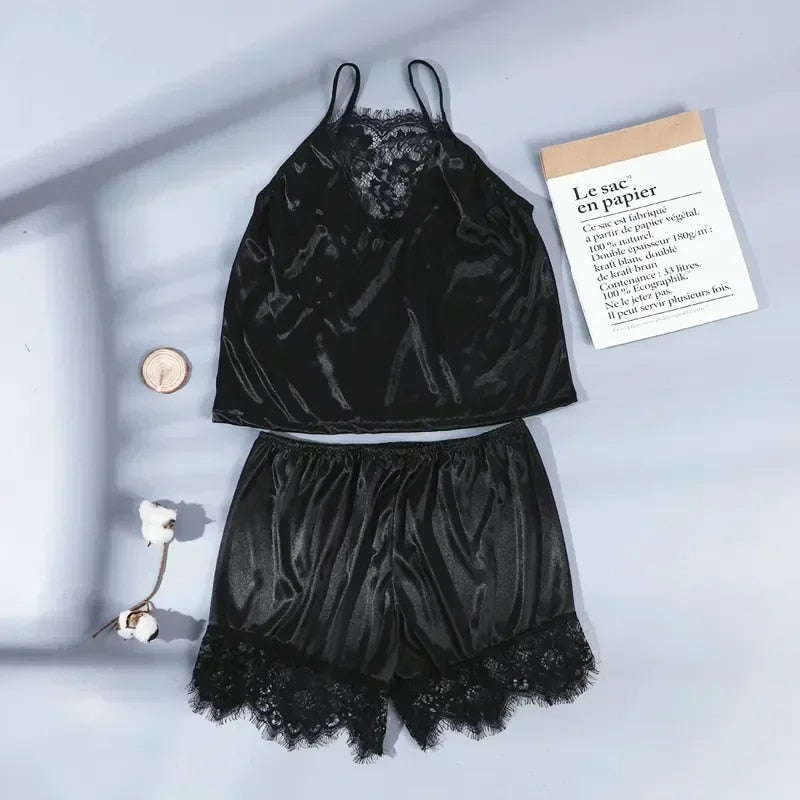 Four-Piece Silk Pajamas Set