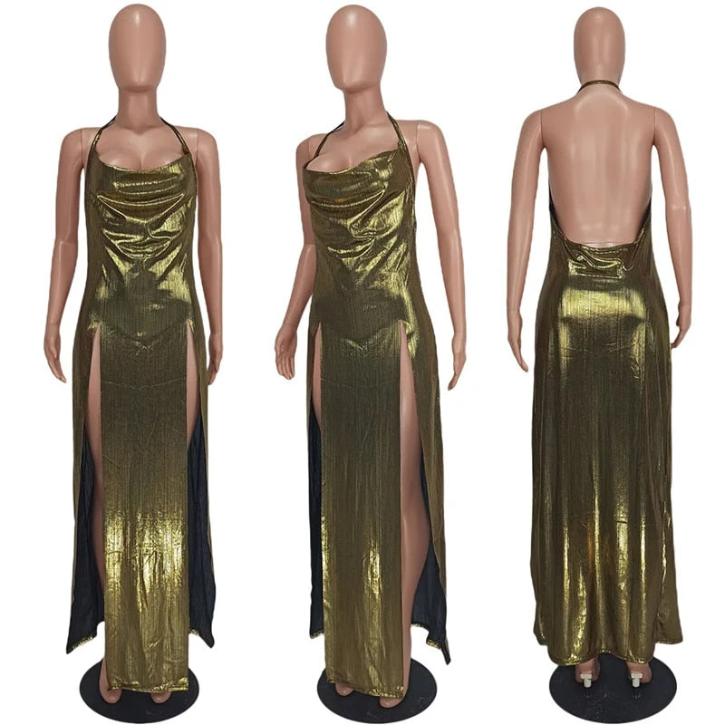 It's Electric - Sexy Metallic Glitter Evening Dress