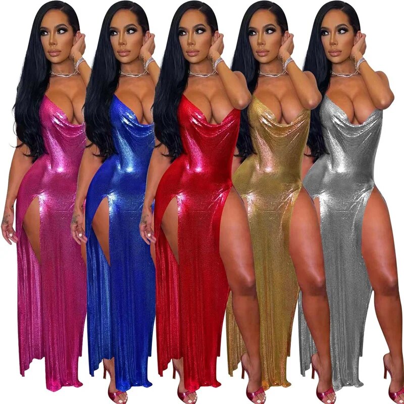 It's Electric - Sexy Metallic Glitter Evening Dress