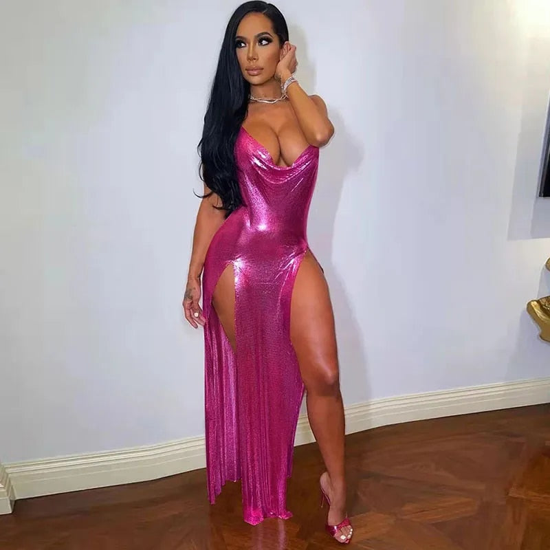 It's Electric - Sexy Metallic Glitter Evening Dress