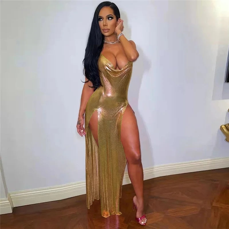 It's Electric - Sexy Metallic Glitter Evening Dress