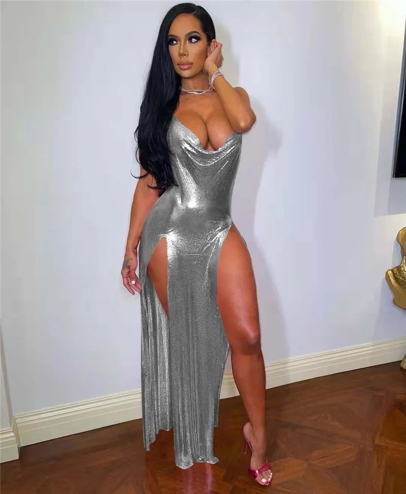 It's Electric - Sexy Metallic Glitter Evening Dress