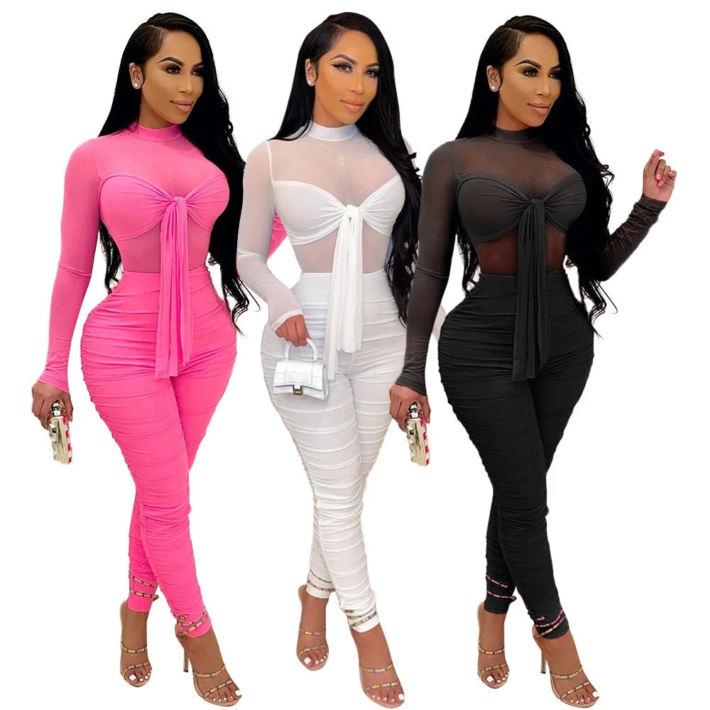 Kimara - Sexy Mesh Bodycon Jumpsuit