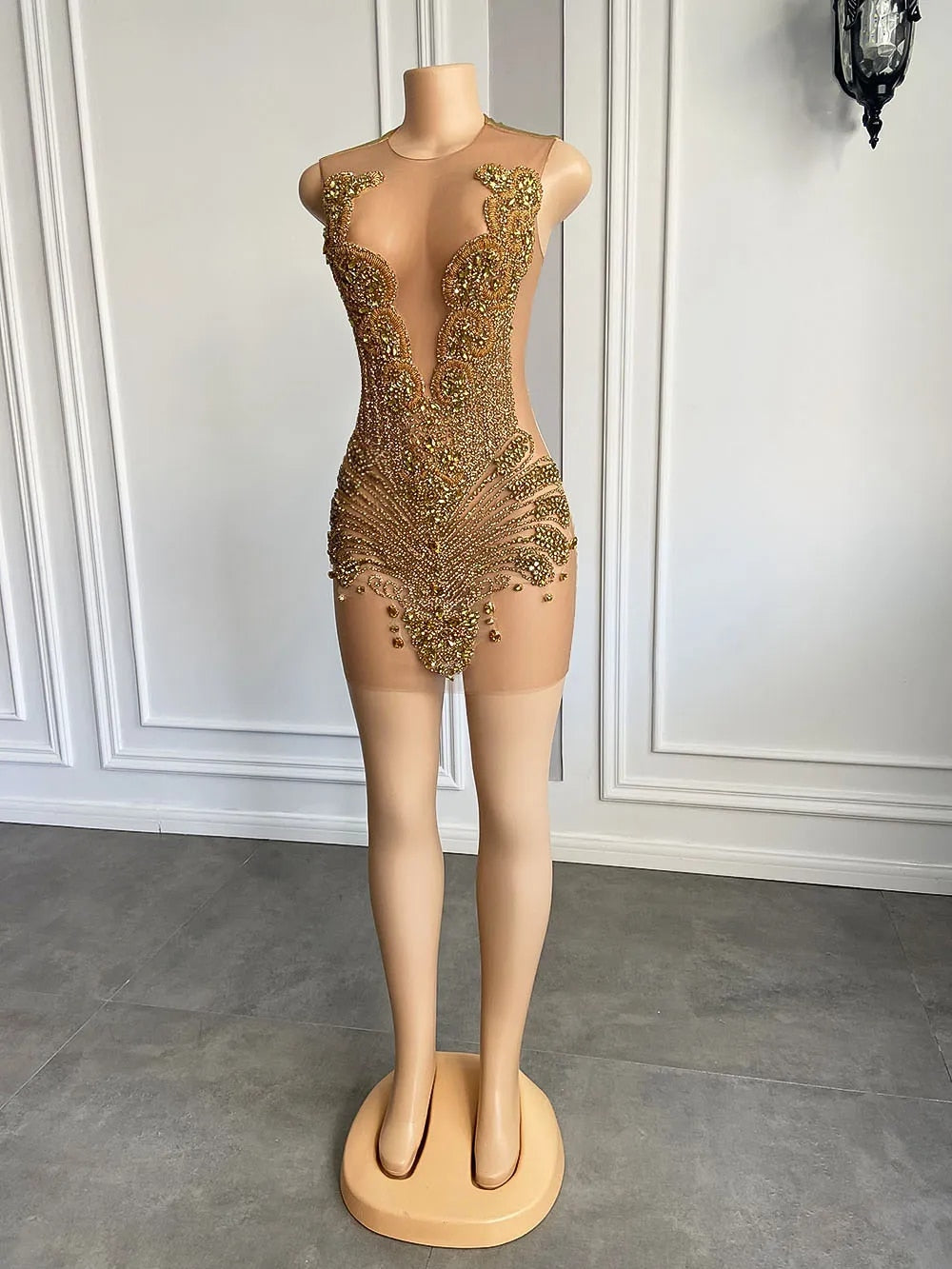 Ooh-La-La - Beaded Crystal Mesh Cocktail Dress