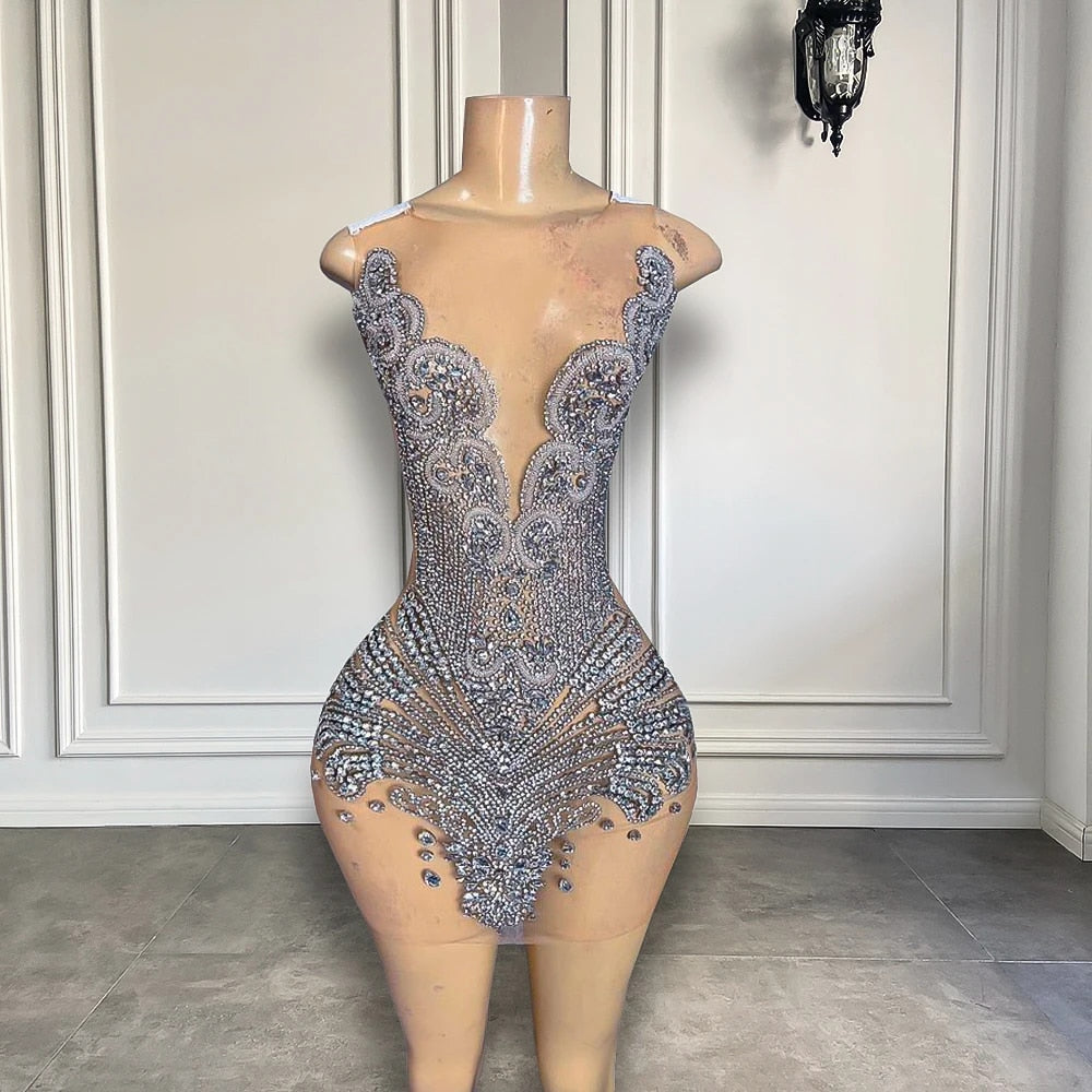 Ooh-La-La - Beaded Crystal Mesh Cocktail Dress