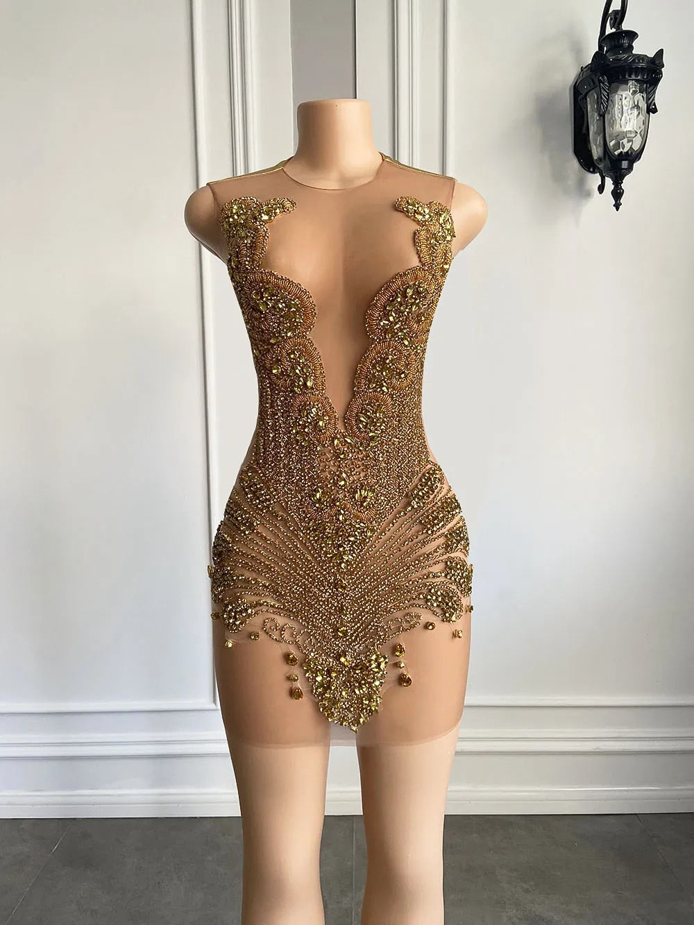 Ooh-La-La - Beaded Crystal Mesh Cocktail Dress