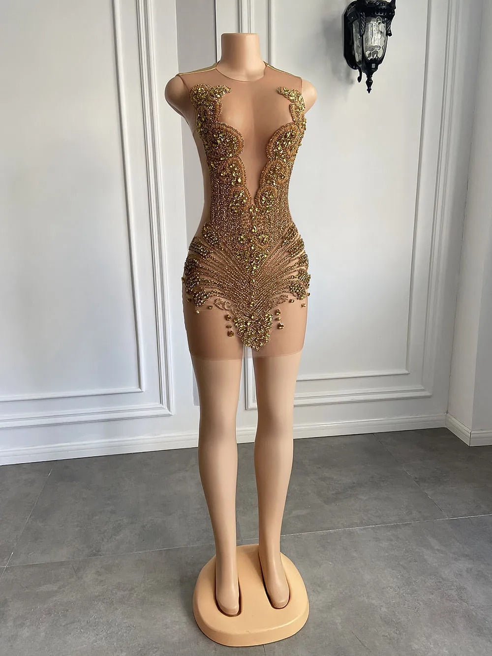 Ooh-La-La - Beaded Crystal Mesh Cocktail Dress