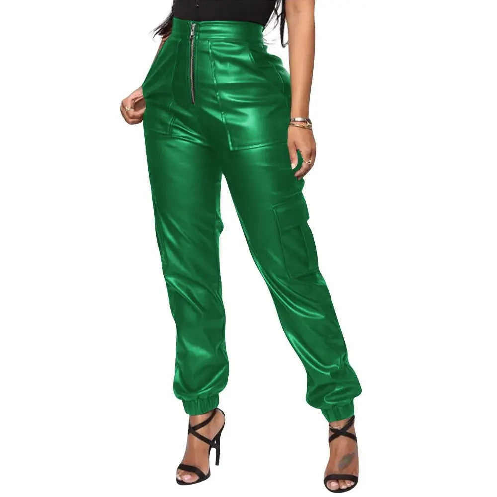 Danielle - PU Leather Cargo Pants