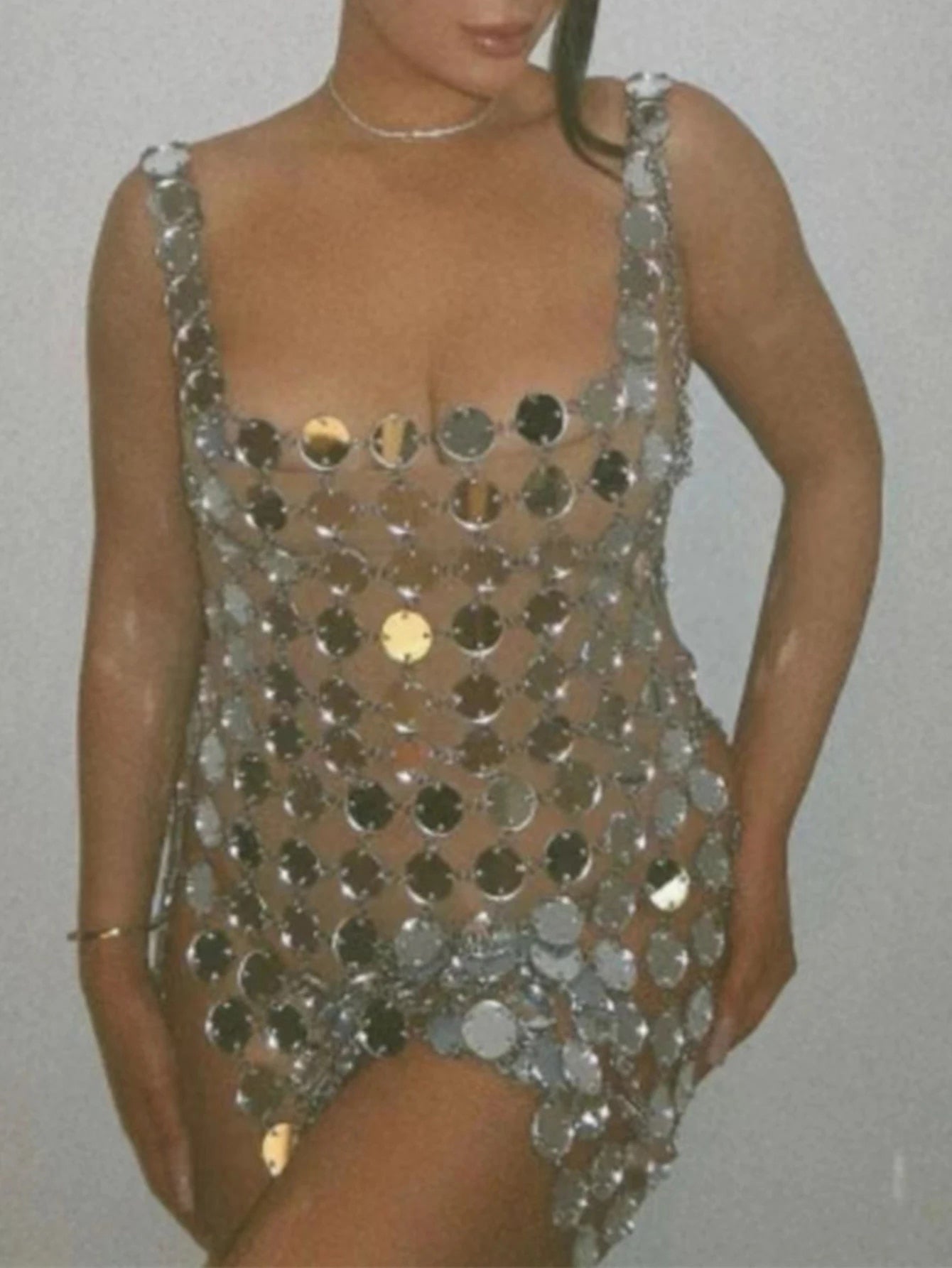 Isla - Sparkly Iridescent Sequins Sexy Hollow Backless Mini Dress