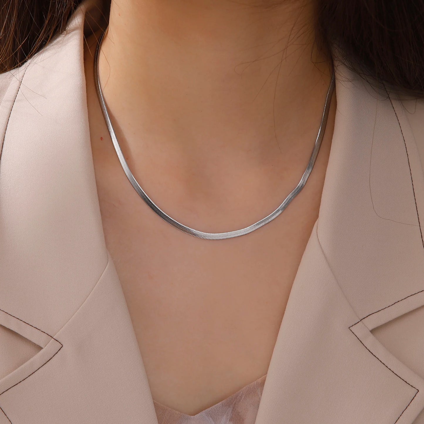 Stainless Steel Herringbone Necklace