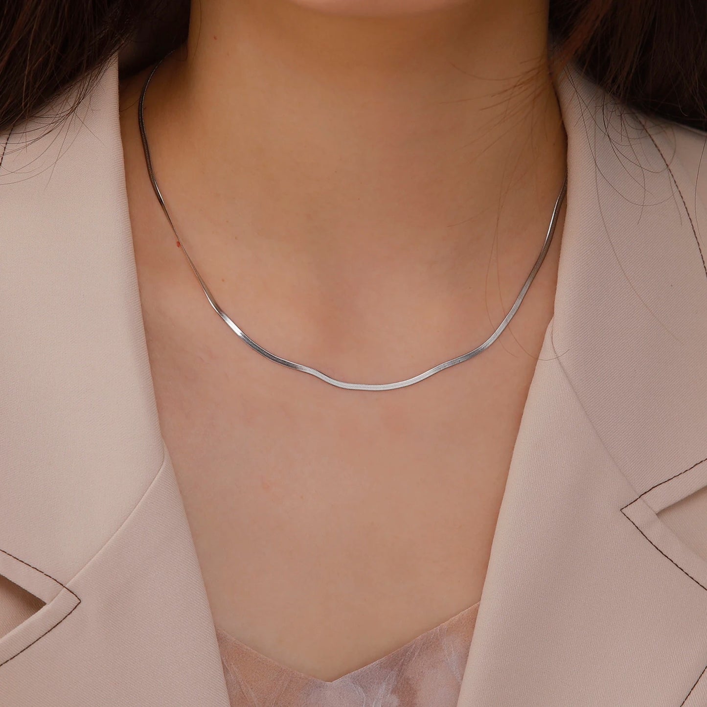 Stainless Steel Herringbone Necklace