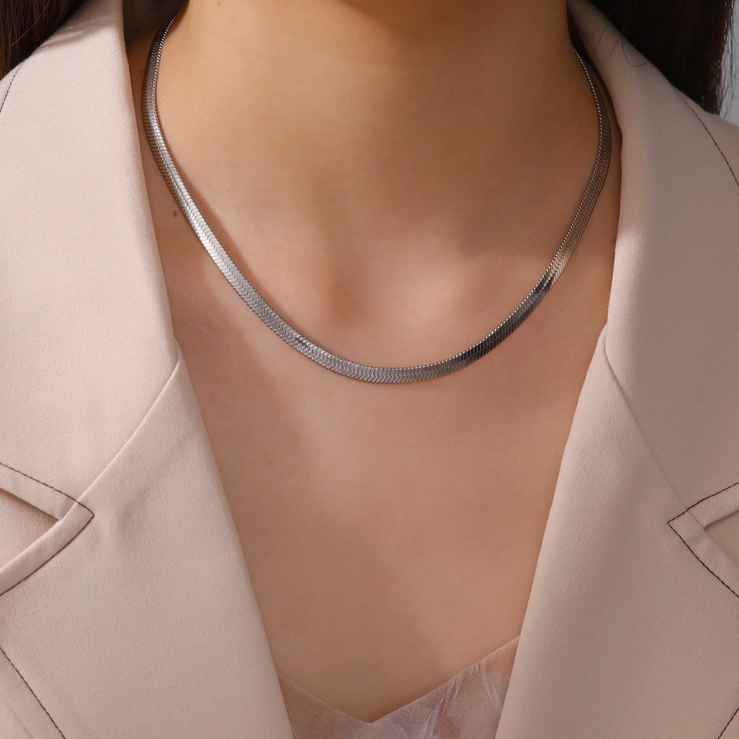 Stainless Steel Herringbone Necklace