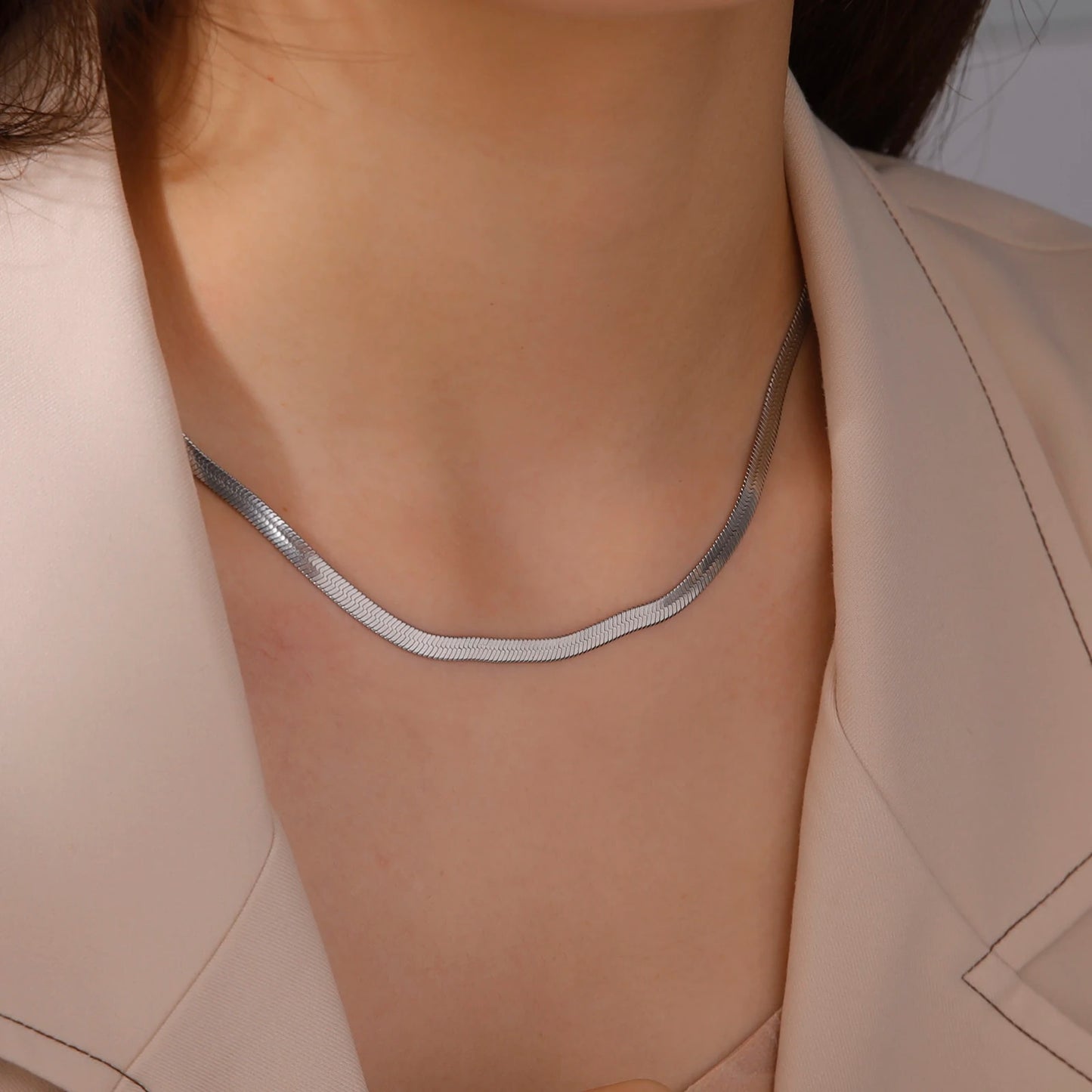 Stainless Steel Herringbone Necklace