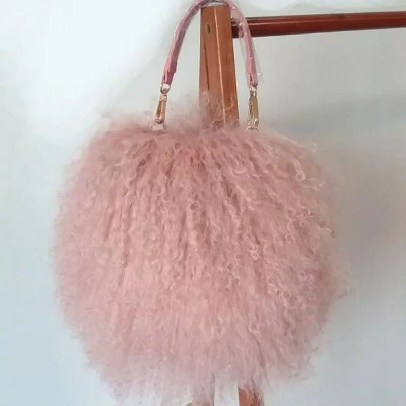 Phoebe - Genuine High Quality Mongolian Lamb Fur Wool Crossbody Handbag