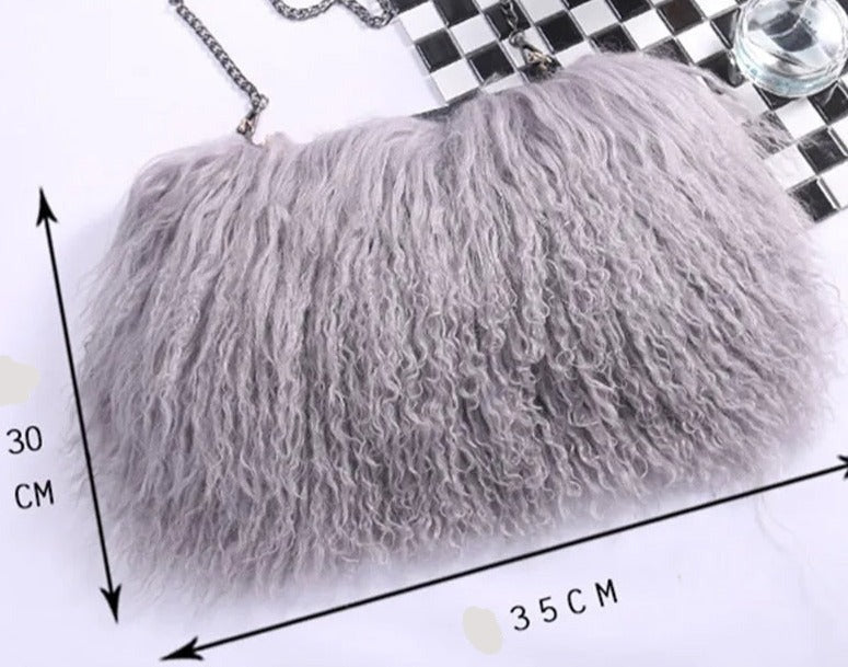 Phoebe - Genuine High Quality Mongolian Lamb Fur Wool Crossbody Handbag