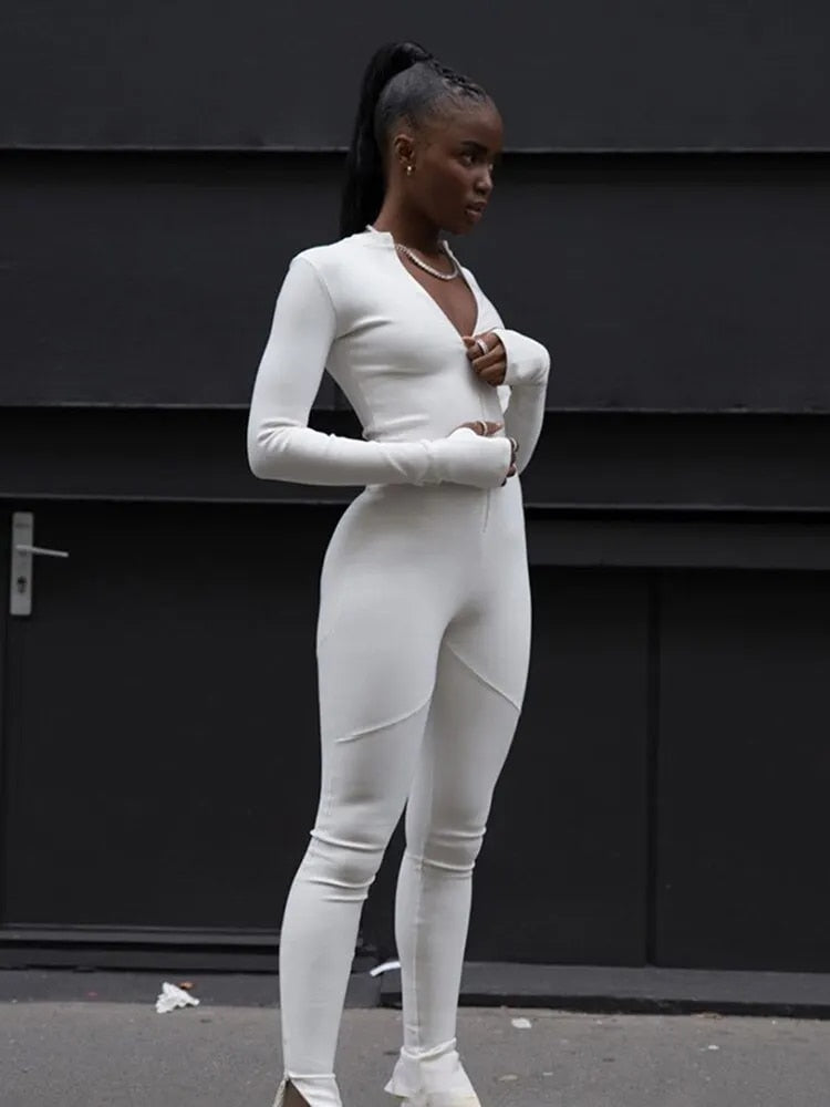 Nakira - Solid Bodycon Jumpsuit