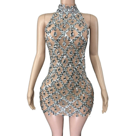 No Stone Unturned - Luxurious Sexy Crystal Embellished Evening Dress