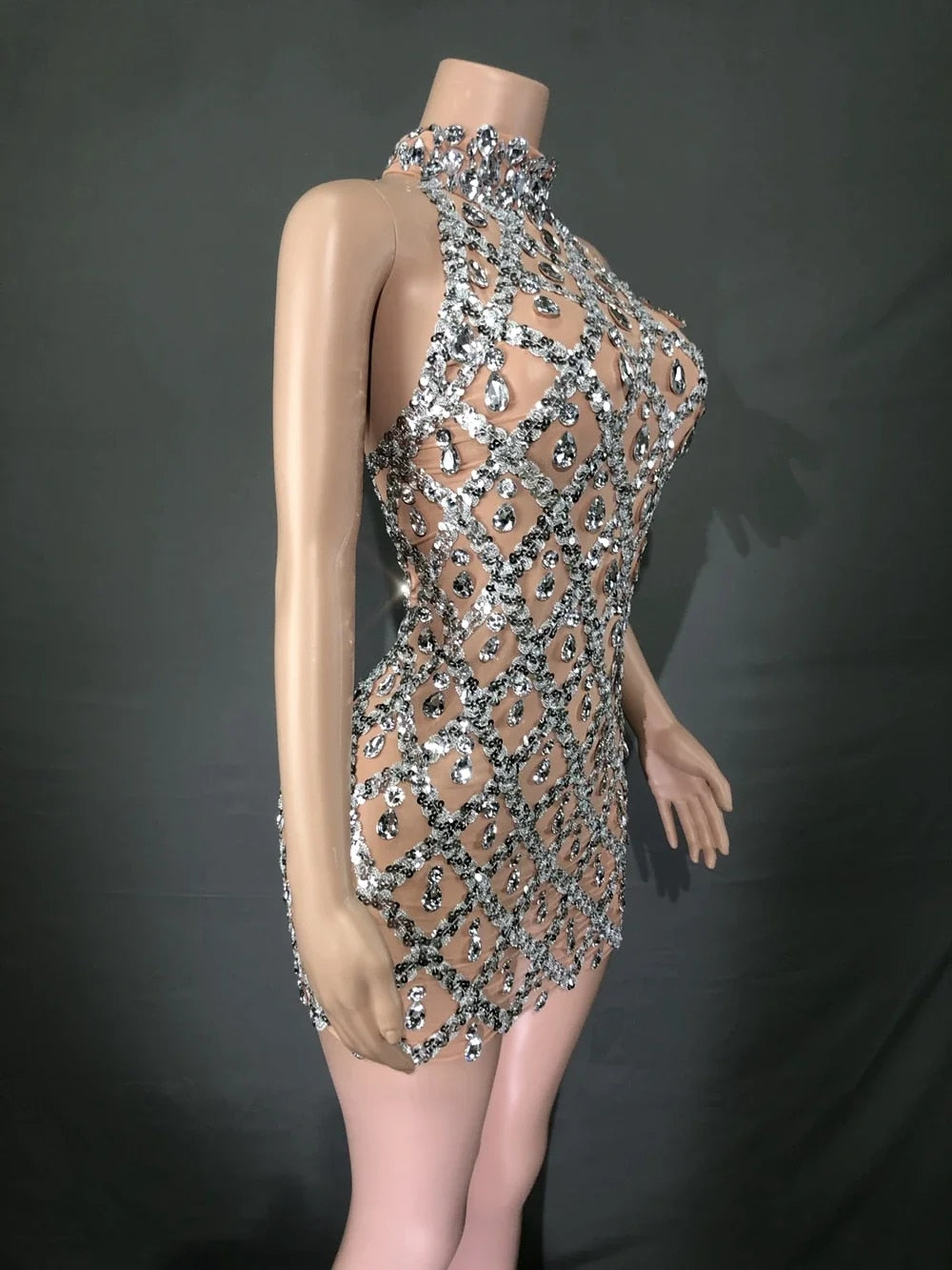 No Stone Unturned - Luxurious Sexy Crystal Embellished Evening Dress