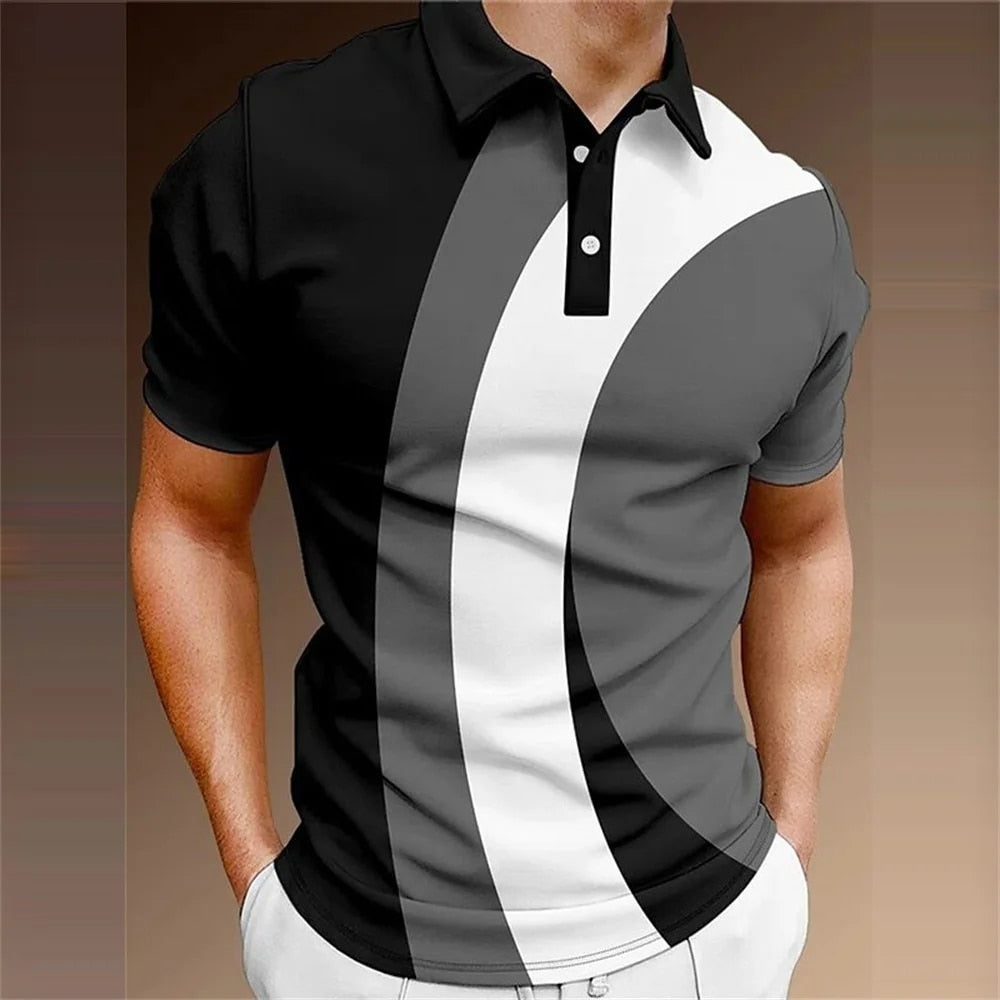 Men's Casual 3D Print Polo Shirt