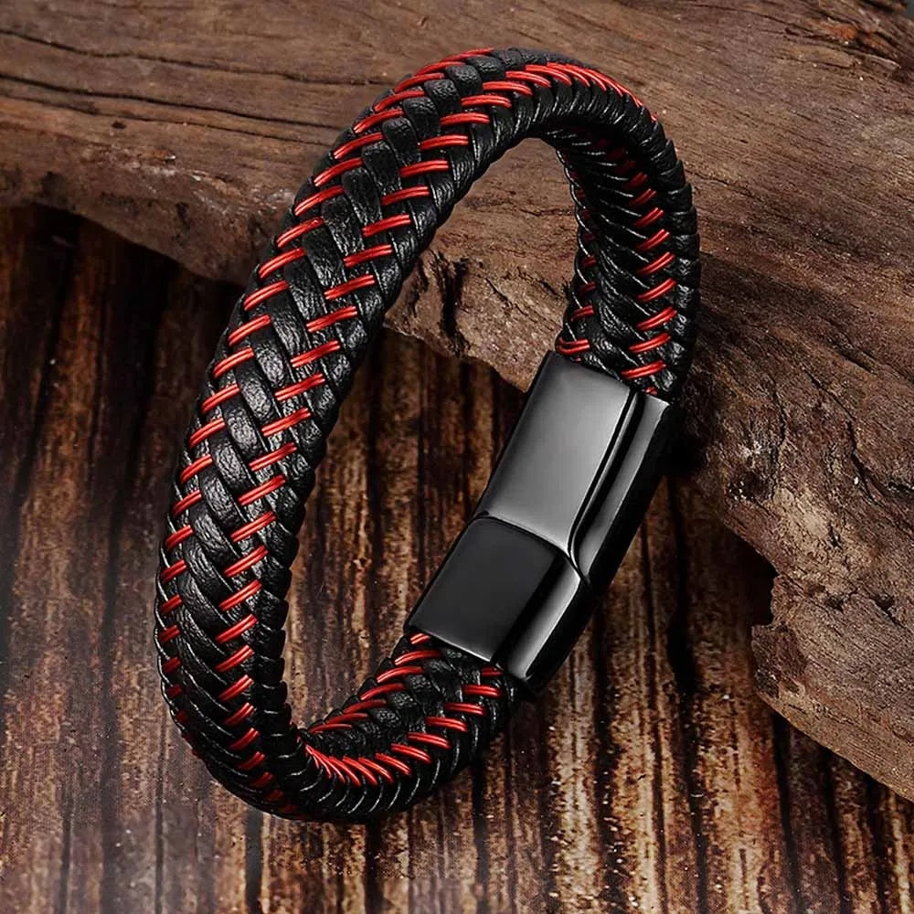 Trendy Men's Braided Leather Rope Bracelet