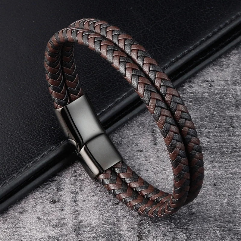 Trendy Men's Braided Leather Rope Bracelet