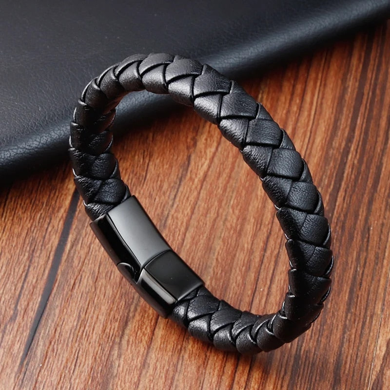 Trendy Men's Braided Leather Rope Bracelet