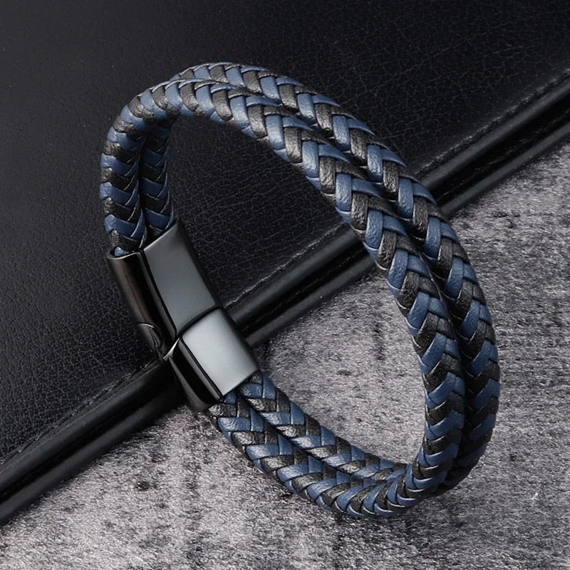 Trendy Men's Braided Leather Rope Bracelet