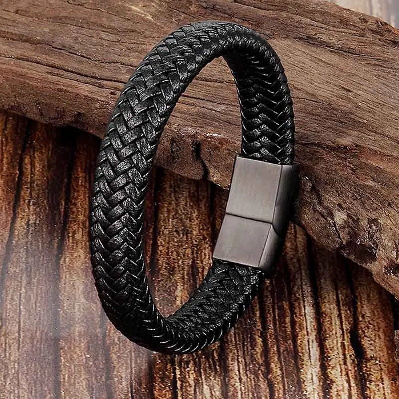 Trendy Men's Braided Leather Rope Bracelet