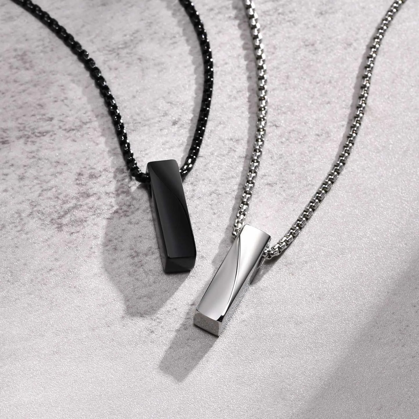 Stainless Steel Möbius Bar Pendant Necklaces