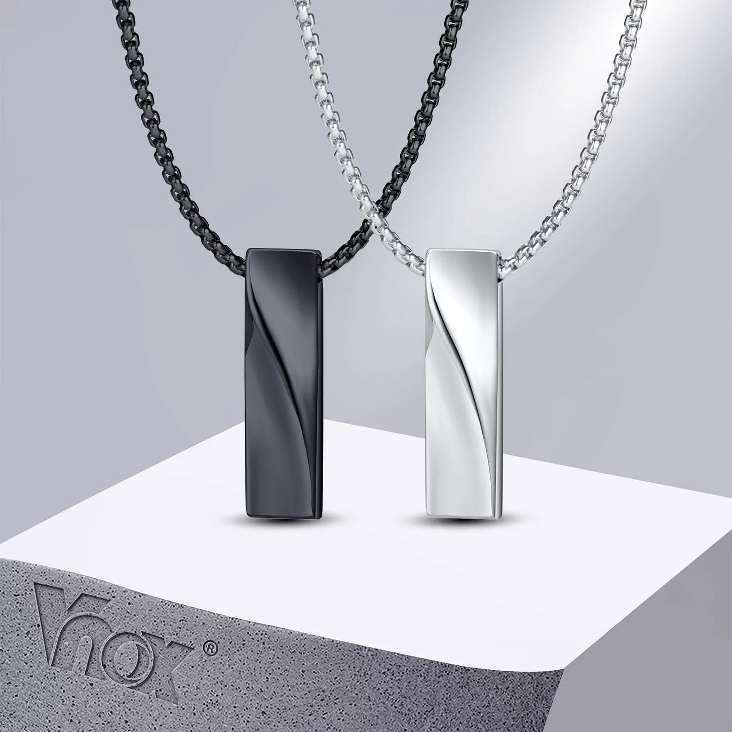 Stainless Steel Möbius Bar Pendant Necklaces