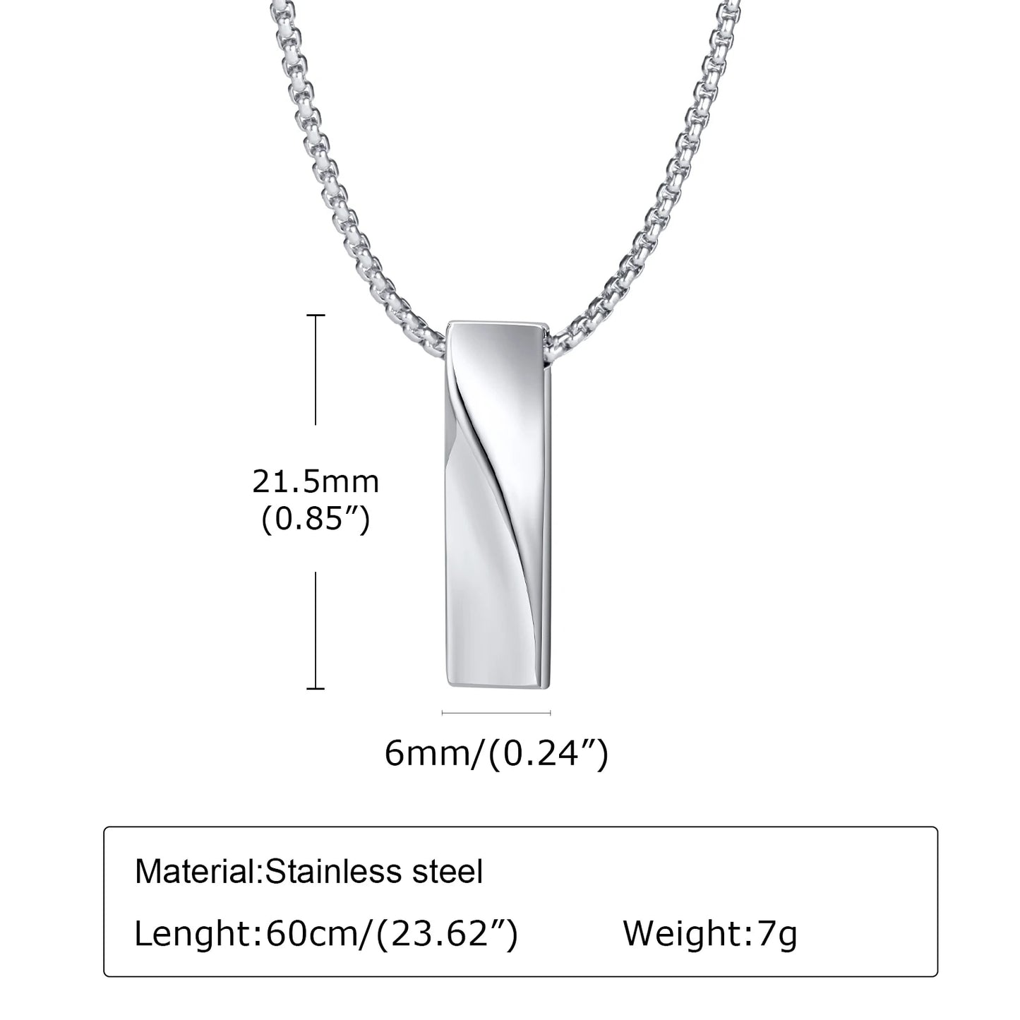 Stainless Steel Möbius Bar Pendant Necklaces