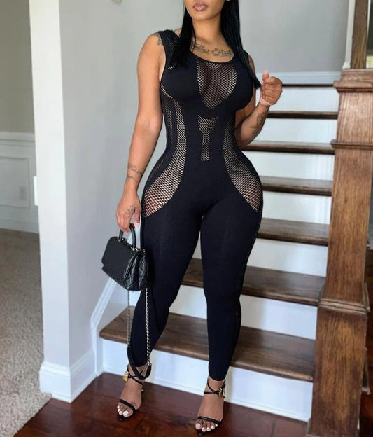 Deanna - Hollowed Out Patchwork Jumpsuit